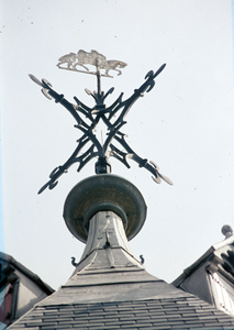 800593 Afbeelding van de windwijzer op de spits van de Domtoren (Domplein) te Utrecht.
